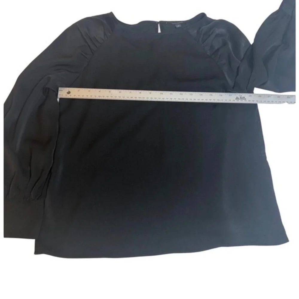 Banana Republic Women's Top Size M Black Puff Sleeve Collar Minimalist Office